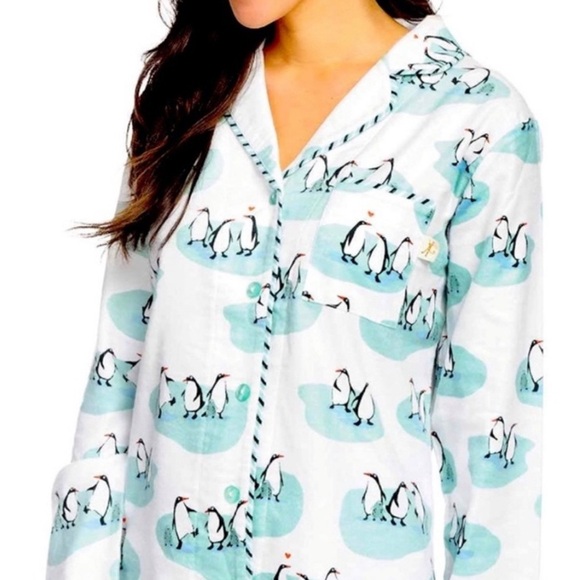 Munki Munki Penguin Print Pajama  Top Soft Flannel Bamboo/Cotton , XL - Picture 5 of 5